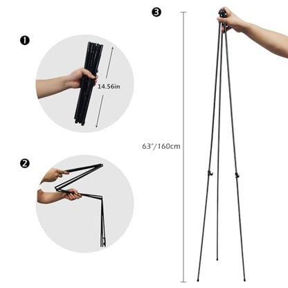 RRFTOK 63'' Instant Easel,Easel Stand for Display,Art, and Crafts,Foldable Portable Ground Easel for Wedding Banner and Poster Display Stand,Easel Display Metal Tripod with Portable Bag. - style: 63B 4pack