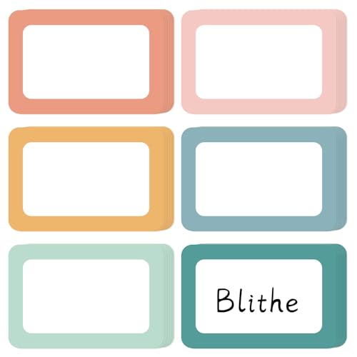 Whaline 420Pcs Boho Name Tag Sticker Back to School Pastel Hippie Nameplate Decal 6 Colors Rectangle Self-Adhesive Label for Classroom Bulletin Board Home Office Desk Wall Decor, 3 x 2 Inch - color: Warm Boho