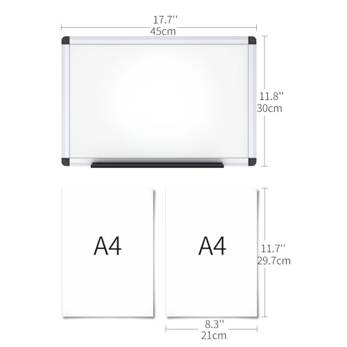 VIZ-PRO Magnetic Whiteboard/Dry Erase Board, 18 X 12 Inches, Includes 1 Eraser & 2 Markers & 4 Magnets - size: 18 X 12 Inches