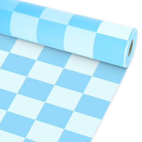 Blue Checkered Bulletin Board Roll Non-Woven Fabric Poster 15.7" x65.6ft - color: Blue Checkered, size: 787.2" x 15.7"