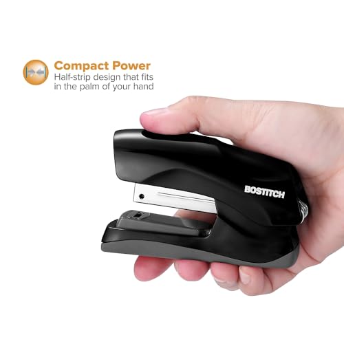 Bostitch Office Heavy Duty Stapler, 40 Sheet Capacity, No Jam, Half Strip, Fits into the Palm of Your Hand, For Classroom, Office or Desk, Black - color: Black, style: Compact