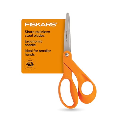 Fiskars Petite Original Orange-Handled Scissors, Crafting and Sewing Stainless Steel Scissors for Smaller Hands, Ergonomic Handle, Paper and Fabric Supplies for Office, Arts, and Crafts - style: Petite Orange-Handled