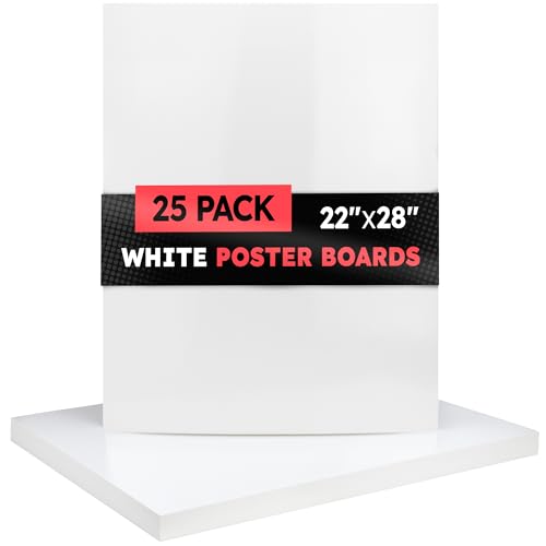 Hygloss Large Poster Board 22x28 - 25 Count Bulk Pack - 10 Pt. Thickness White Poster Board Paper for Projects, Presentations, Displays, Signs, Crafts - Blank Posterboard Multipack 22" x 28" - color: White, size: 22 x 28-Inch, style: 25 Sheets
