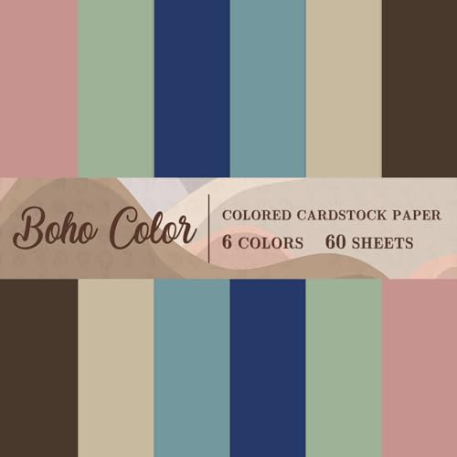 60 Sheet 8.5 x 11 Inch Boho Colored Card Stock Paper Blank Thick Paper Cards Neutral Color Scrapbook Papers for Prints DIY Arts Crafts School Office Home Supplies, 65lb - color: Neutral Boho