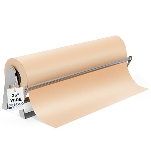 Bryco Goods - 36 Inches All Paper Roll Dispenser and Cutter Made of Heavy-Duty Steel Frame & Sharp Blade. Holds, Dispenses & Cuts. Non-Slip Tabletop. Up to 1000ft Rolls - size: 36 Inches