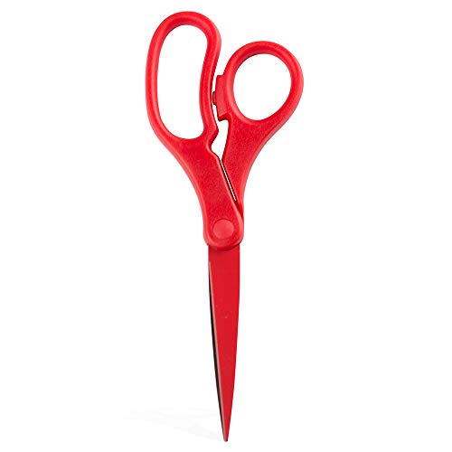 JAM PAPER Multi-Purpose Precision Scissors - 8 Inch - Red - Ergonomic Handle & Stainless Steel Blades - Sold Individually - color: Red, size: Standard (8 Inch)
