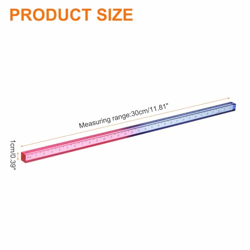HARFINGTON Acrylic Clear Straight Rulers 30cm Metric Transparent Gradient Three-Dimensional Plastic Ruler Square Cube Measuring Tool for Classroom Office, Blue-Pink - color: Blue-Pink, size: 30cm
