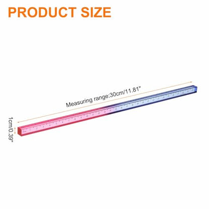 HARFINGTON Acrylic Clear Straight Rulers 30cm Metric Transparent Gradient Three-Dimensional Plastic Ruler Square Cube Measuring Tool for Classroom Office, Blue-Pink - color: Blue-Pink, size: 30cm