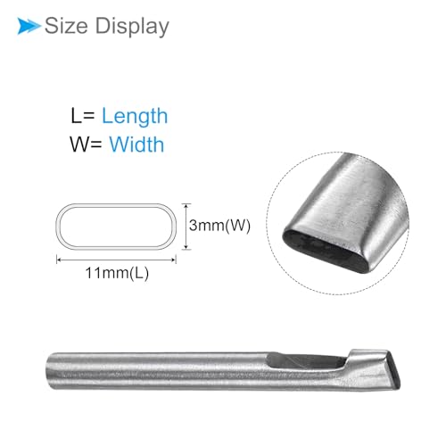 Hollow Punch, 3mm x 11mm Hole, 45# Steel Oval Shaped Gasket Tool - (Applications: for Leather DIY Leathercraft Wallet) - size: 3mm x 11mm