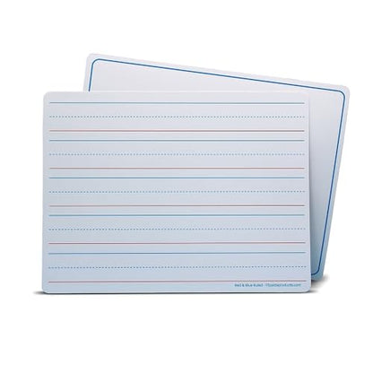 Flipside Products 9" x 12" Two-Sided Magnetic Red & Blue Ruled/Plain Dry Erase Learning Mat, Handwriting Practice, Education Learning, Lined, Economical - 48 Pack - style: Magnetic