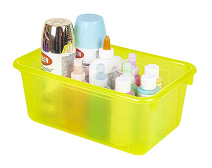 Storex Small Cubby Bin, 12.2 x 7.8 x 5.1 Inches, Candy Yellow, 5-Pack (62476U05C) - color: Tint Yellow, style: Bin Only