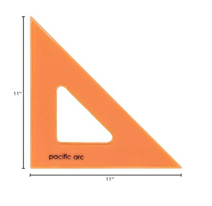 Pacific Arc's Scholastic Triangle - 10 inch - Fluorescent - 45/90 Angle - Polystyrene - Inking Edge - Technical Drawing Tools, Drafting, Architect and Engineering - style: 10 inch, 45/90