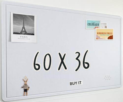 AKTOP White Cork Bulletin Board 60" x 36", Large Foldable Felt Notice Pin Board for Wall, 5' x 3' Decorative Corkboard Photo Board with Self-Adhesive Tape for Office, School & Home, 25 Pushpins - color: White, size: 60" x 36"