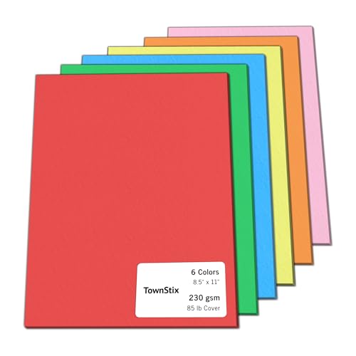 24 Pieces, 85 lb (230 gsm) - Colored Cardstock, 6 Assorted Colors - Laser and Inkjet Printing, 8.5 x 11 inches - size: 24 Pieces