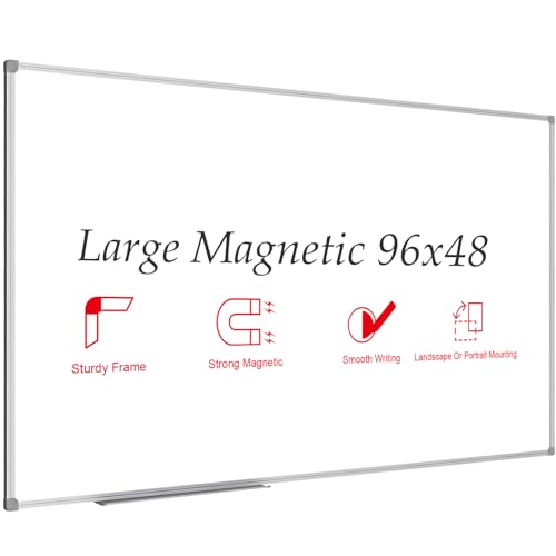 JILoffice Magnetic Dry Erase Board 96 x 48 inches, Large 4" x 8" Whiteboard for wall, Silver Aluminum Frame Wall Mounted Board for Office Home and School - color: Silver, size: 96"W x 48"H