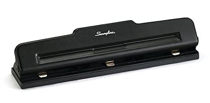 Swingline 3 Hole Punch, 10 Sheet Capacity Three Hole Puncher 3 Ring, Adjustable 2-3 Hole Paper Punch, Black (74015)