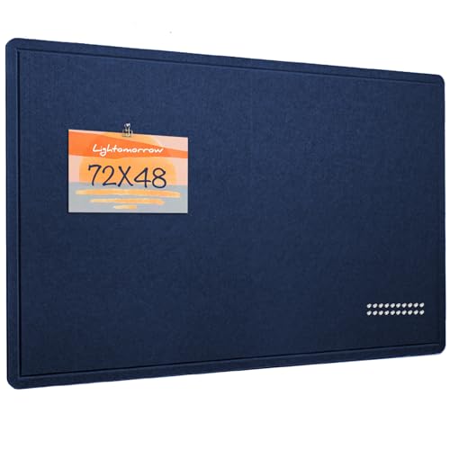 Large Bulletin Board - 72 x 48 Inches, Decorative Felt Pin Board for Wall - 6' x 4' Foldable Photo Display Board with Self-Adhesive Tape, Includes 20 Push Pins - Dark Blue - color: Dark Blue, size: 72×48 inches