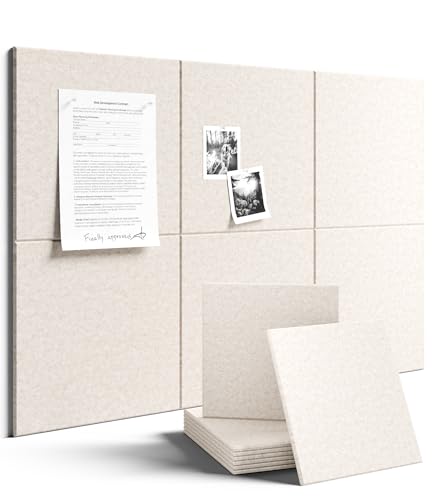 Fluxynara Large Felt Bulletin Board 36" x 24" Cork Board Alternative-6 Pack with 40 Safe Removable Adhesive Tabs, Cork Boards for Walls Cork Board for Home Office Classroom Pin Board - Oatmeal - color: Oatmeal, size: Solid Tile 6-pack