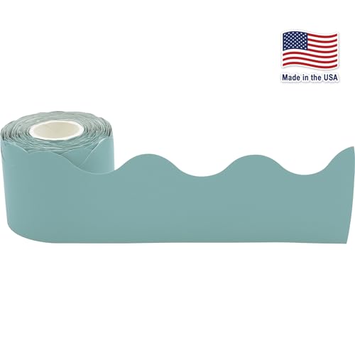 Teacher Created Resources Calming Blue Scalloped Rolled Border Trim - 50ft - Decorate Bulletin Boards, Walls, Desks, Windows, Doors, Lockers, Schools, Classrooms, Homeschool & Offices (TCR8907)