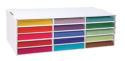 Classroom Keepers 9" x 12" Construction Paper Storage, 15-Slot, White, 9-3/8"H x 29-1/4"W x 12-7/8"D, 1 Unit - style: Holds 9"x 12" Paper