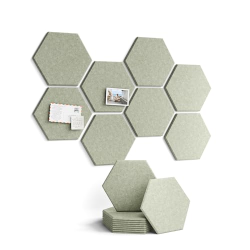 Fluxynara Hexagon Cork Board Alternative for Walls Decor-8-Pack Felt Bulletin Board Tiles,with 30 Pushpins,50 Adhesive Tabs for Office,Classrooms & Home Pin Board Felt Board-Sage - color: Sage, size: 8-Pack