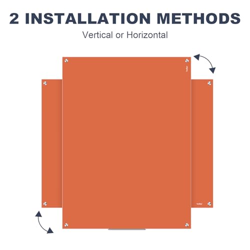 Glass White Board Dry Erase Board, 48x36 Inches Magnetic Glass Whiteboard, Large Dry Erase Board for Wall Office School Classroom Home, 4x3 Feet Orange Big Whiteboard Wall Mounted