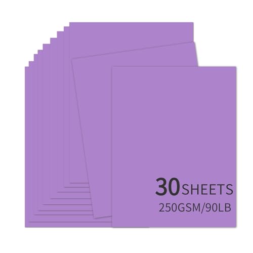 30 Sheets Purple Cardstock 8.5'' x 11'', 250gsm/90lb Heavyweight Cover Cardstock Paper, Thick and Smooth Card Stock Perfect for Invitations, Menus, Crafts, DIY Cards, Arts and Crafts (Purple) - color: Purple