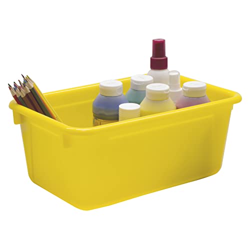Storex Small Cubby Bins, Pack of 5, 12.2 x 7.8 x 5.1 Inches, Yellow (62410U05C) - color: Yellow, style: Bin Only