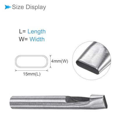 Hollow Punch, 4mm x 15mm Hole, 45# Steel Oval Shaped Gasket Tool - (Applications: for Leather DIY Leathercraft Wallet) - size: 4mm x 15mm