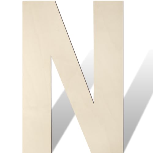 Large Wooden Letters 17 Inch Big Wooden Alphabet Letters for Wall Decor Unfinished Large Wood Letters for Nursery Decor Crafts Blank Wooden Cutout Sign for Party Birthday Wedding Decoration (N) - color: N