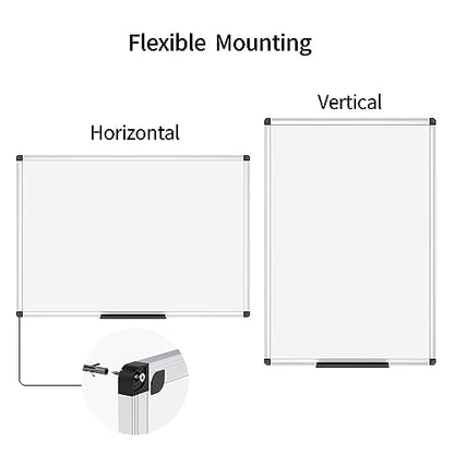 VIZ-PRO Dry Erase Board/Whiteboard, 36 X 24 Inches, Wall Mounted Board for School Office and Home - size: 36"W x 24"H