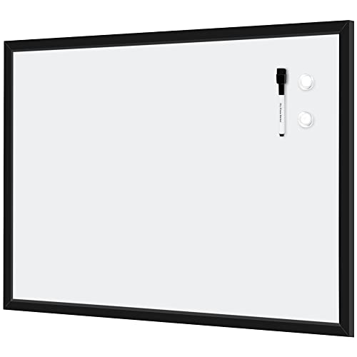 Amazon Basics Magnetic Dry Erase Whiteboard, 35"W x 23"H, Black Wooden Frame, Wall-Mounted for Writing and Presentation - color: Black/White, size: 35"W x 23"H