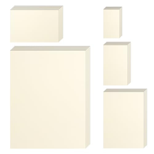Silunkia 500 Sheets Cream Cardstock 5 Assorted Size Ivory Paper, 200gsm/75lb Thick Off White Card Stock for DIY Cards, Business Cards, Wedding Invitations, Scrapbooking, Certificates - color: Cream, size: 500 Sheets