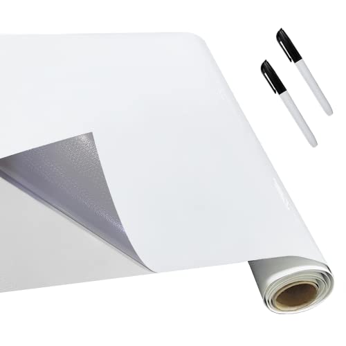 White Board Dry Erase-Whiteboard for Wall-Whiteboard Paper Peel Stick and Roll with 2 Dry Erase Markers-Adhesive Dry Erase Board for Office/Classroom/Fridge/Desk/Glass/Door(17.3''X78.7'' White) - color: White, size: 17.3 x 78.7 in