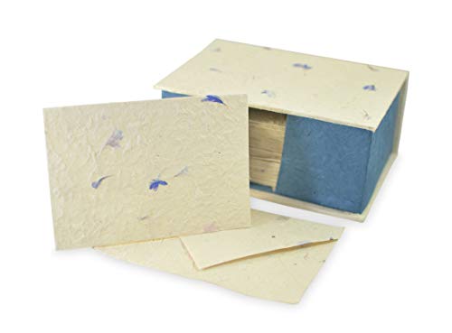 Kathmandu Valley Co. Nepali Cherish Greeting Card & Envelope Deluxe Box Set with Handmade Lokta Paper from Nepal, 25 Cards (Cornflower) - color: Cornflower, size: 25 Cards