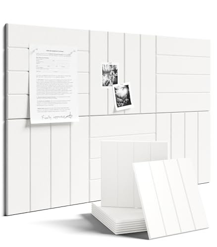 Fluxynara Large Felt Bulletin Board 36" x 24" Cork Board Alternative-6 Pack with 46 Safe Removable Adhesive Tabs, Cork Boards for Walls Cork Board for Home Office Classroom Pin Board-Milky White - color: Milky White, size: Bold-stripe 6-pack