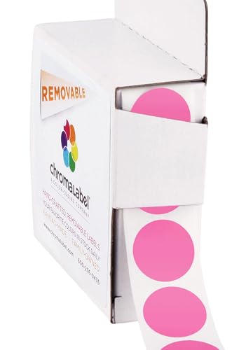ChromaLabel 0.75 Inch Round Label Removable Color Code Dot Stickers, 1000 Labels per Dispenser Box, Rose - color: Rose, size: 3/4"