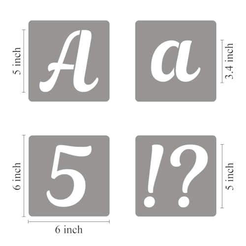 5 Inch Letter Stencils for Painting - 70 Pack Alphabet Letter and Number Stencil Templates with Signs for Painting, Reusable Cursive Alphabet Stencils for Chalkboard Wood Crafts & Wall Decor - size: 5 Inch