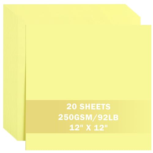 20 Sheets Light Yellow Cardstock 12" x 12" Card Stock 250gsm/92lb Thick Construction Paper for Cricut, Scrapbook, Crafts, Card Making UAP34LY20 - color: Light Yellow