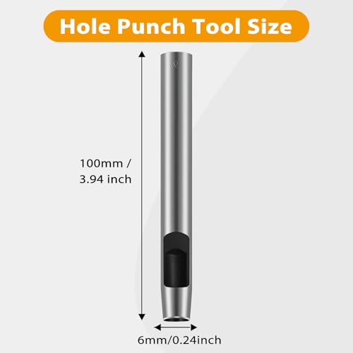 Leather Hole Punch Tool, 6mm/0.24inch Round Hollow Hole Punch, Carbon Steel Leather Hollow Punch Tool for Cutting Leather Craft Watch Rubber Paper Soft Material - size: 6 mm / 0.24 inch