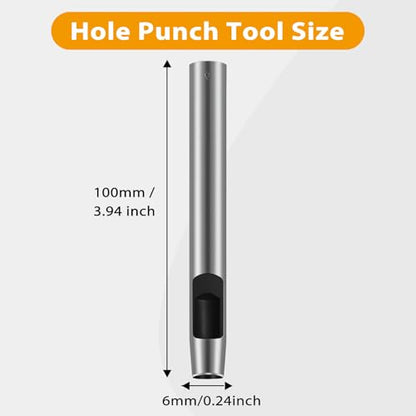 Leather Hole Punch Tool, 6mm/0.24inch Round Hollow Hole Punch, Carbon Steel Leather Hollow Punch Tool for Cutting Leather Craft Watch Rubber Paper Soft Material - size: 6 mm / 0.24 inch