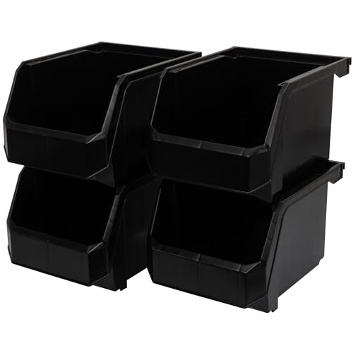 ReadySpace Plastic Containers for Organizing and Storage Bins for Drawers, Desks, Office Organization, and Garage, Stackable Bins, Medium-Tall (7" x 11" x 8"), 4-Pack, Black - color: Black, size: Medium-Tall, 4-Pack