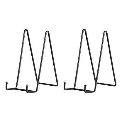 Artliving Metal Plate Stands for Display - 8-Inch Tabletop Holder for Decorative Plates, Picture Frames, Cookbooks, Plaques - Black Iron Display Easels - 2 Pack - size: 8“（2 pack）