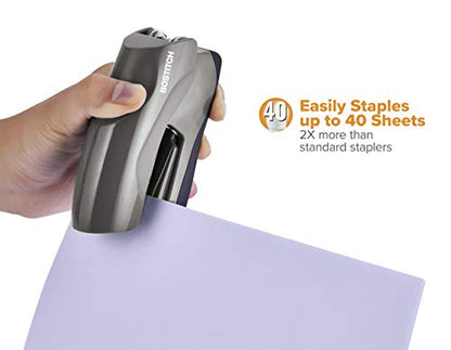 Bostitch Office Heavy Duty Stapler, 40 Sheet Capacity, No Jam, Half Strip, Fits into the Palm of Your Hand, For Classroom, Office or Desk, Gray - color: Gray, style: Compact