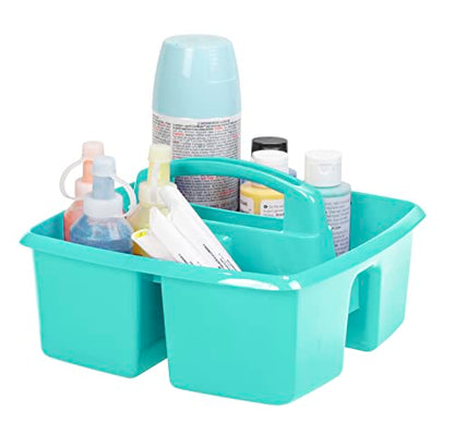Storex 3-Compartment Small Caddy – Multipurpose Classroom Organizer with Handle, Aquamarine, 6-Pack (00952A06C)