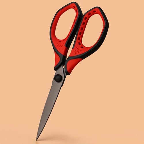 Jasni 3 Pack Teflon blackening Non-Stick Premium 7.5" Titanium No Rust Super Sharp Scissors Shears Soft Comfort-Grip for Office School Home Art Craft DIY student paper Sewing Fabric (Red) - color: Red
