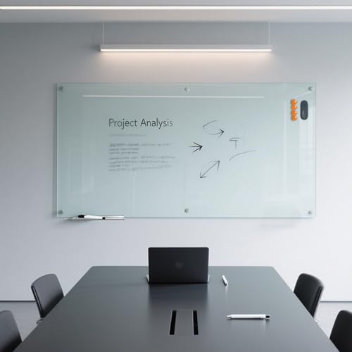 KIZZBY Glass Dry Erase Board - Magnetic Whiteboard, 72"X36" Frameless White Board Clear Glass Boards with Super Strong Magnets, Wall Mounted for Office, Classroom and Home - color: 72"×36" White
