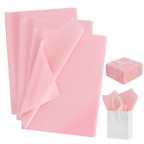 BEISHIDA 100 Sheets Pink Tissue Paper Bulk, Wrapping Tissue Paper for Gift Bags, 14 x 20 Inch Gift Wrap for Valentine Birthday Wedding Graduation DIY Crafts Holiday Flowers - color: pink