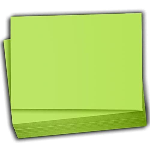 Hamilco Colored Scrapbook Cardstock Paper 5x7 Card Stock Paper 65 lb Cover 100 Pack (Lime Green) - color: Lime Green