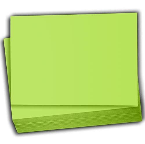 Hamilco Colored Scrapbook Cardstock Paper 5x7 Card Stock Paper 65 lb Cover 100 Pack (Lime Green) - color: Lime Green